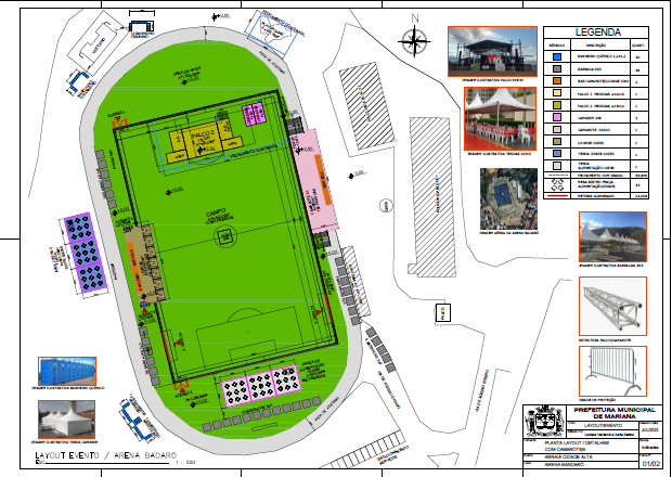 Layout proposto para realização de eventos na Arena Badaró