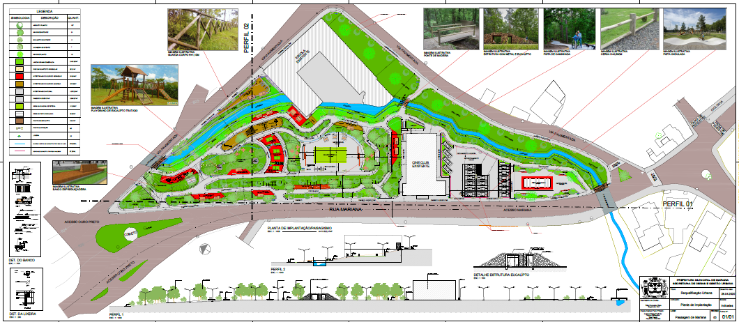 Prancha do estudo de viabilidade para requalificação da Praça do Bairro Passagem